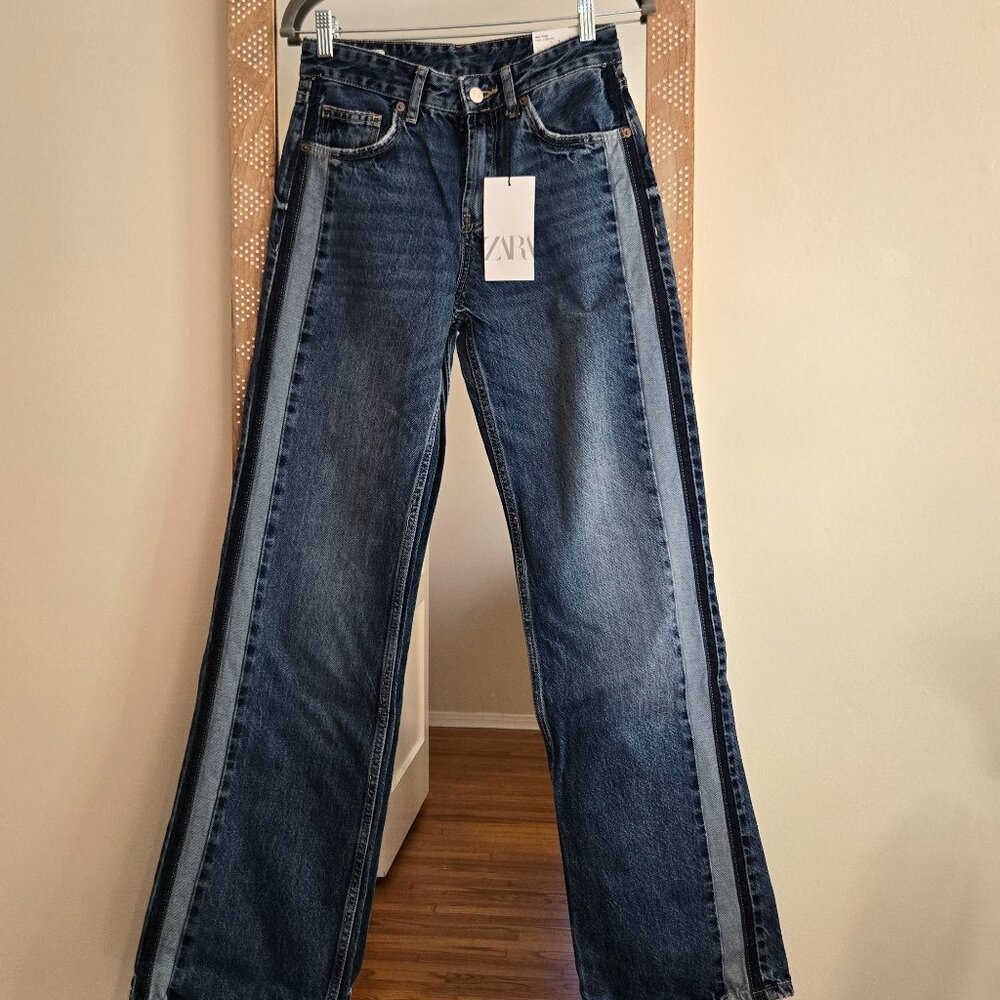 ZARA TRF MID-RISE WIDE LEG JEANS 26 (US 2)